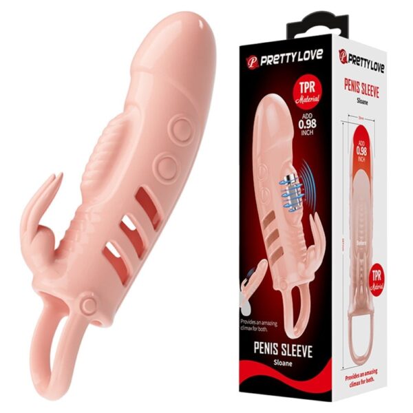 2,5 Cm Uzatmalı Titreşimli Penis Kılıfı (Kabartmalı, Testis Halkalı)
