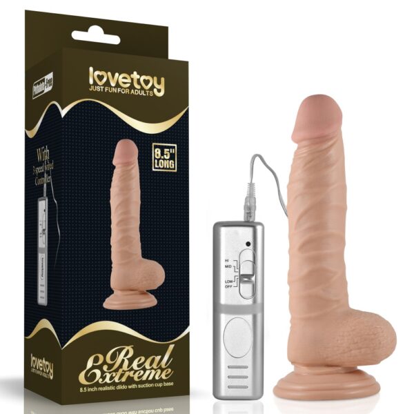 21,5 Cm Realistik Titreşimli Vantuzlu Anal Vajinal Dildo Penis