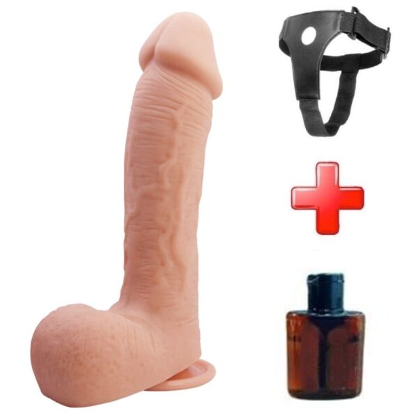 22,2 Cm Realistik Vantuzlu Belden Bağlamalı Dildo