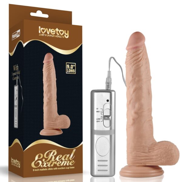 23 Cm Realistik Titreşimli Vantuzlu Anal Vajinal Dildo Penis