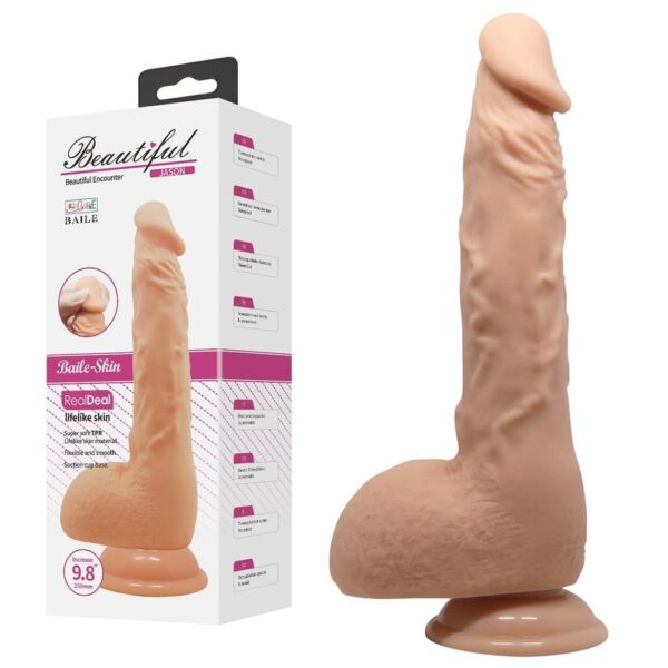 Vantuzlu 24 Cm Ultra Yumuşak Gerçekçi Ten Renkli Dildo
