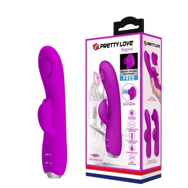 12 Fonksiyonlu G-Noktası Ve Klitoral Uyarımlı Vakum Başlıklı Tavşan Vibratör
