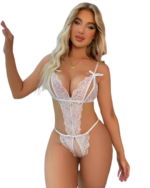 Büyük Beden Fantezi Beyaz Dantelli Babydoll