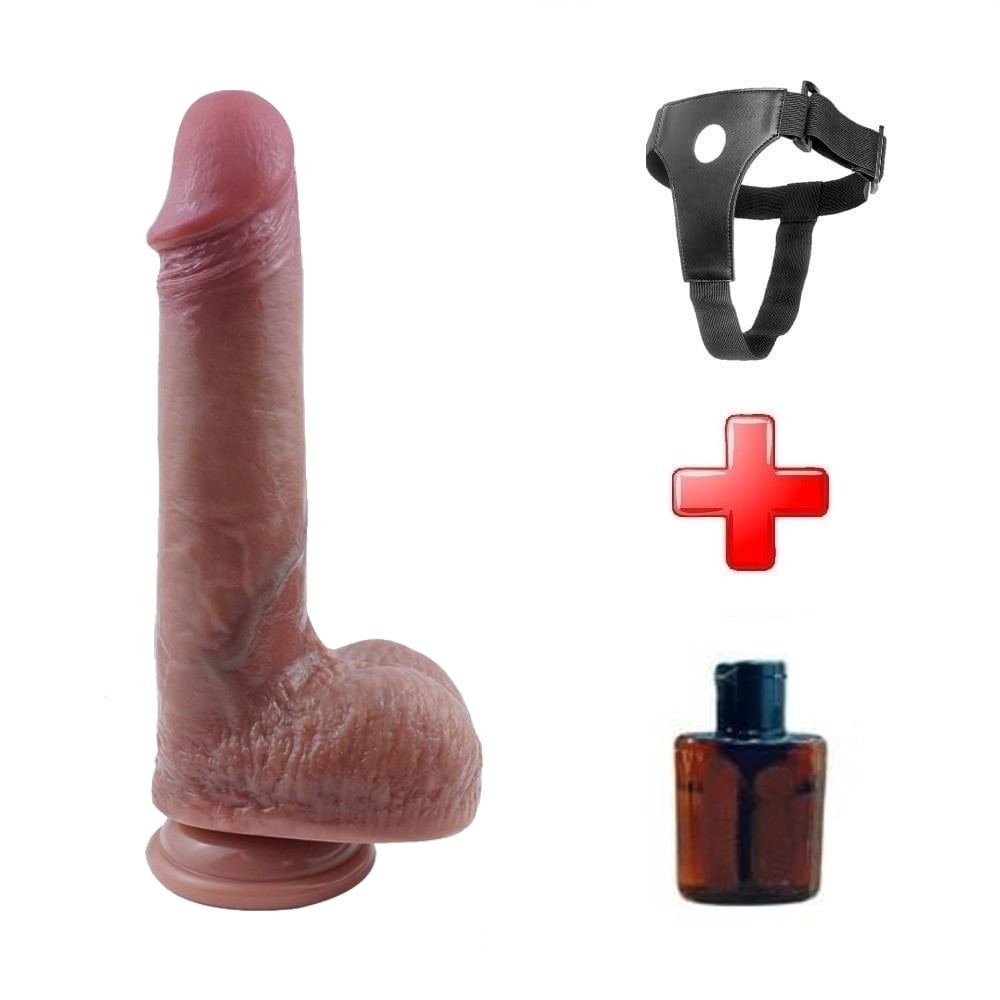 22 Cm Çift Katmanlı Ultra Gerçekçi Melez Belden Bağlamalı Vantuzlu Dildo Penis 22 Cm Çift Katmanlı Ultra Gerçekçi Melez Belden Bağlamalı Vantuzlu Dildo Penis
