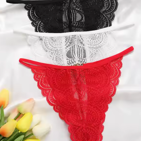 Kadın 3 Lü Dantel String Tanga