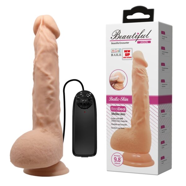 24 Cm Titreşimli Realistik Vantuzlu Dildo Penis
