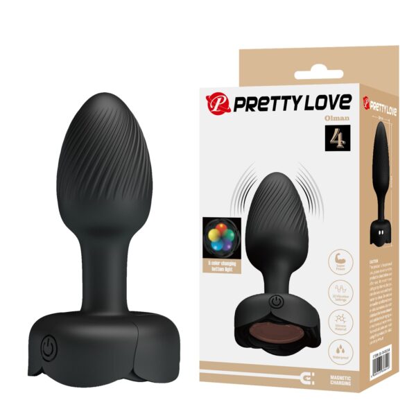USB Şarjlı 10 Fonksiyonlu Titreşimli 5 Renk LED Işıklı Silikon Anal Plug