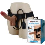 20 Cm Belden Bağlamalı Titreşimli Ve Boşalabilir Melez Strapon Penis