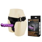 17,5 Cm Belden Bağlamalı Çift Taraflı Mor Strap-On