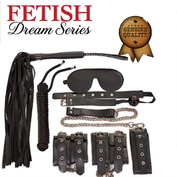 7 Parçalı Fetiş Deri BDSM Fantezi Bağlama Seti