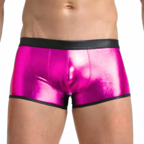 Fantezi Deri Görünümlü Pembe Erkek Boxer Tanga