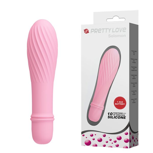 10 Modlu Spiral Desenli Mini Silikon Vibratör (Pembe)
