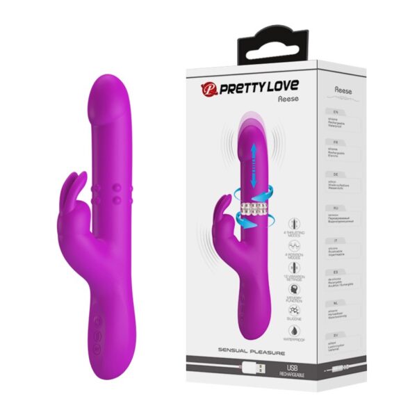 USB Şarjlı 12 Titreşim, 4 Rotasyon Ve 4 İleri Geri Hareket Fonksiyonlu Rabbit Vibratör