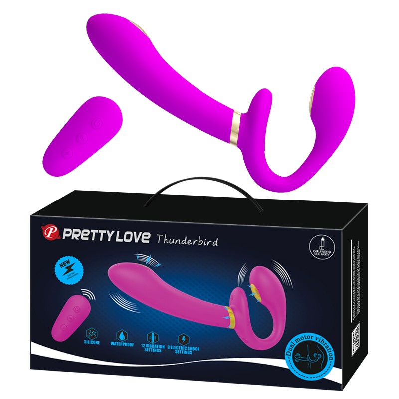 USB Şarjlı Strapless Çift Taraflı Titreşimli Ve Elektro Şoklu Strapon Vibratör USB Şarjlı Strapless Çift Taraflı Titreşimli Ve Elektro Şoklu Strapon Vibratör