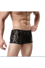 Fantezi Dantelli Çekici Siyah Erkek Boxer