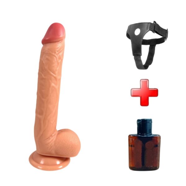 27 Cm Ekstra Uzun Realistik Dokulu Ten Rengi Belden Bağlamalı Vantuzlu Dildo Penis