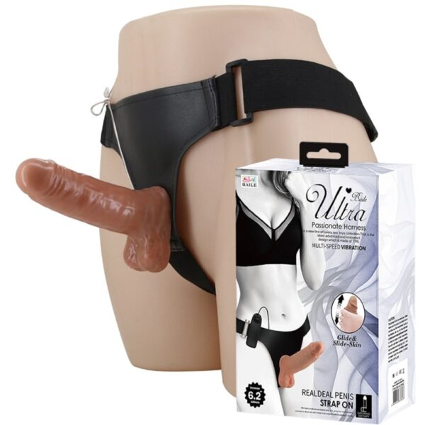 16 Cm Çift Katmanlı Titreşimli Strapon Penis (Ayarlanabilir Kemer Dahil)