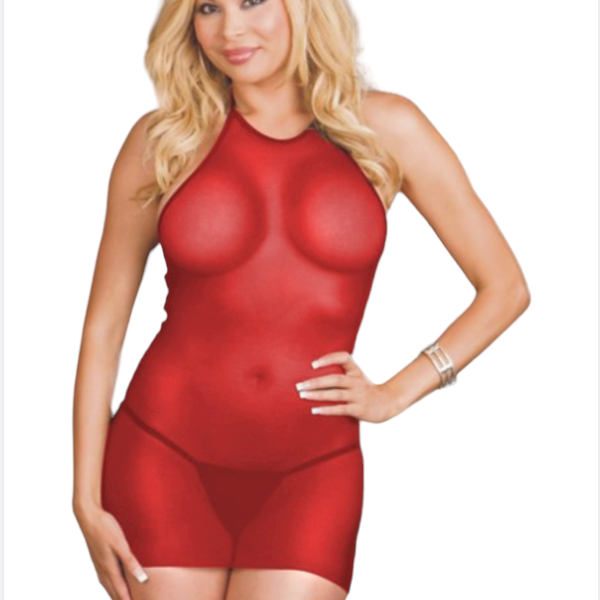 Büyük Beden Kırmızı Fantezi Çekici Tül Babydoll