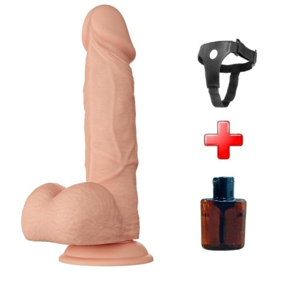 21,8 Cm Belden Bağlamalı Realistik Vantuzlu Kalın Dildo