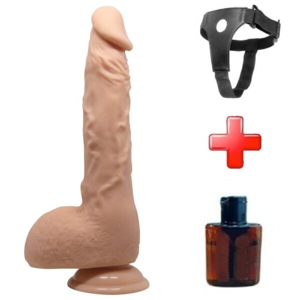 Vantuzlu Ve Belden Bağlamalı 24 Cm Ultra Yumuşak Gerçekçi Dildo