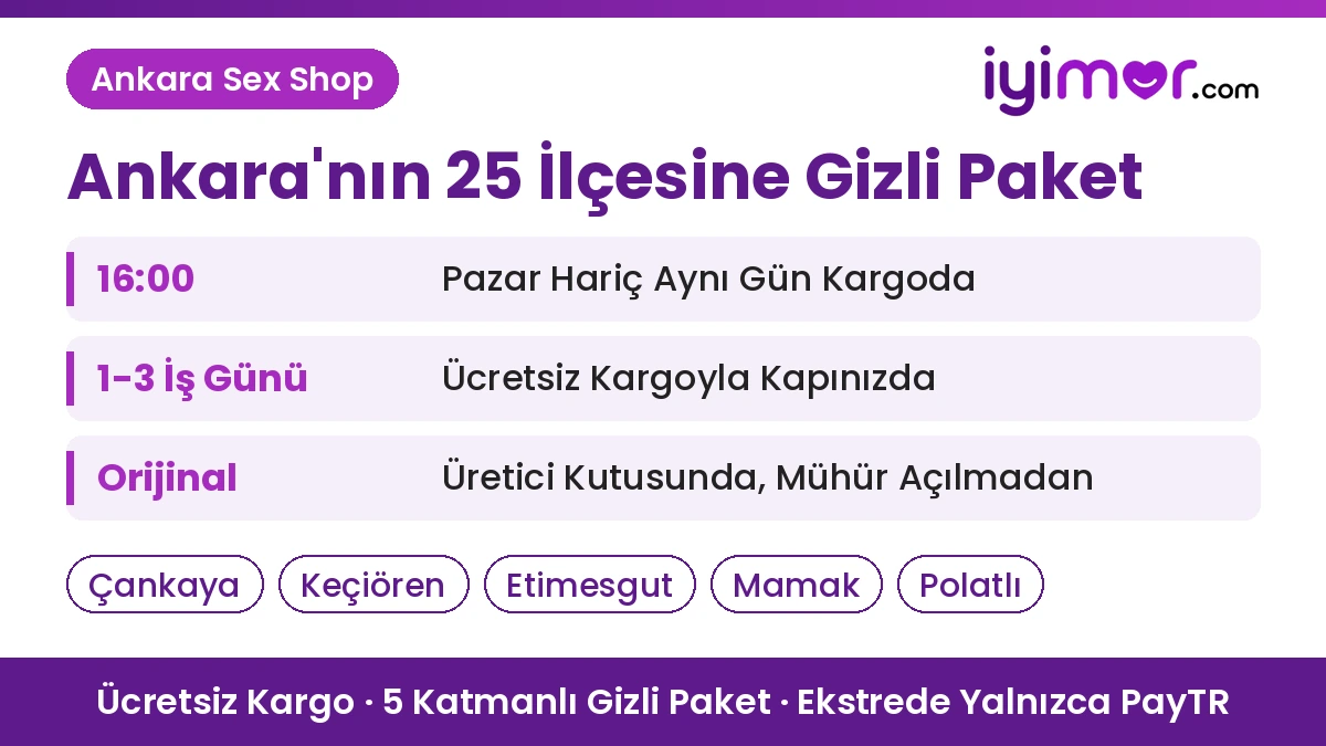 Sex Shop Teslimat: Ankara Sex Shop, Ankara'nın 25 İlçesine Orijinal Kutusunda Ürün, Gizli Paket Ve Ücretsiz Kargo