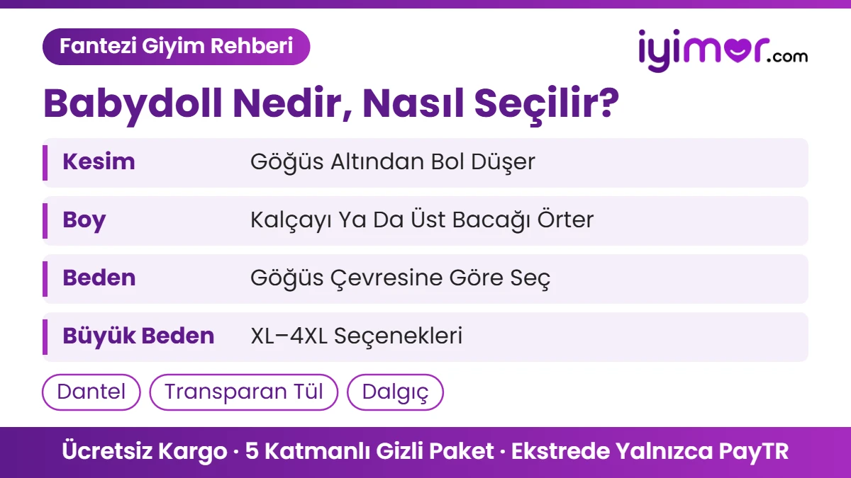 Sex Shop Fantezi Babydoll: Babydoll Nedir, Göğüs Altından Bol Düşen Kısa Gecelik