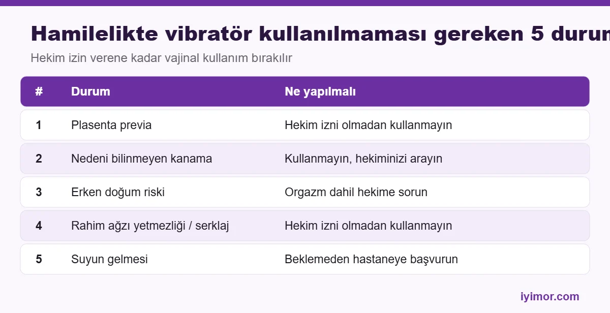 Cinsel Oyuncak hamilelikte vibratör kullanılmaması gereken 5 durum tablosu