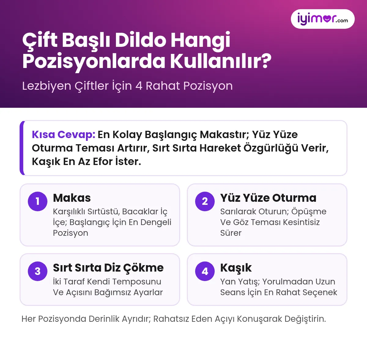 Çift Başlı Dildo Hangi Pozisyonlarda Kullanılır: Makas, Yüz Yüze, Sırt Sırta Ve Kaşık Kartları