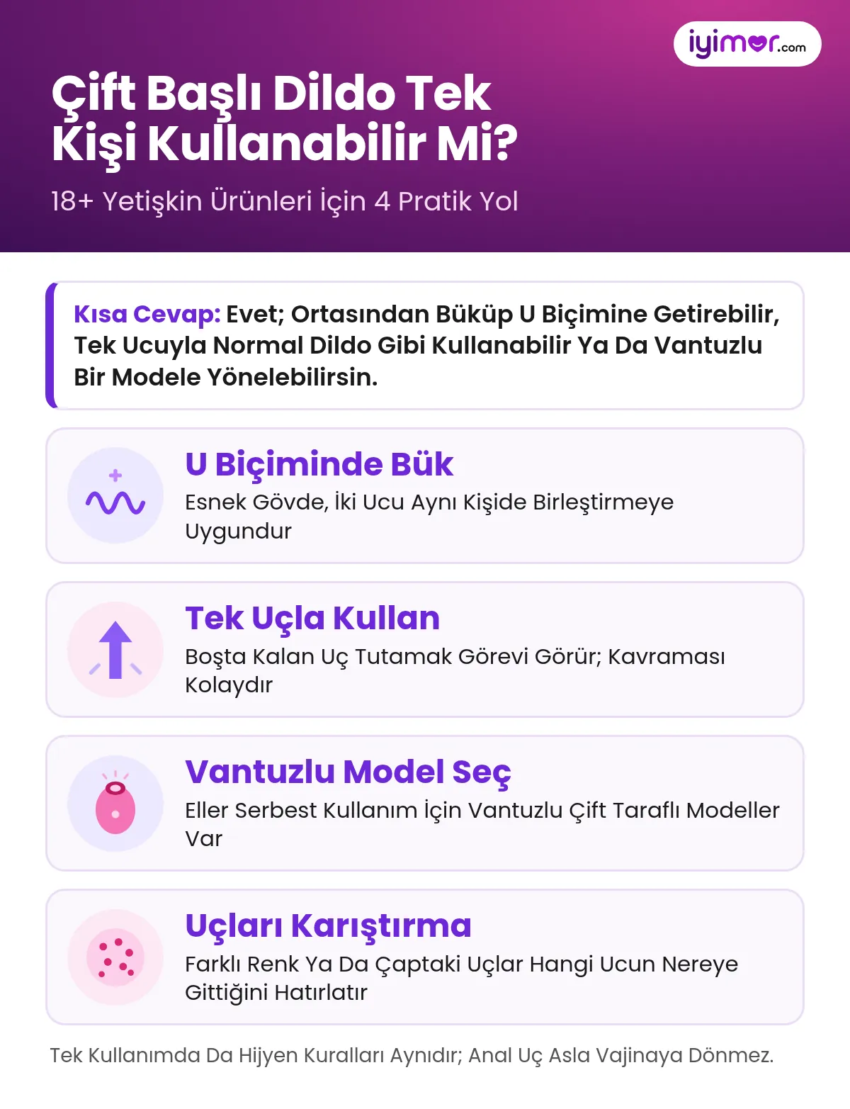 Çift Başlı Dildo Tek Kişi Kullanabilir Mi: U Bükme, Tek Uç Ve Vantuzlu Model Seçenekleri