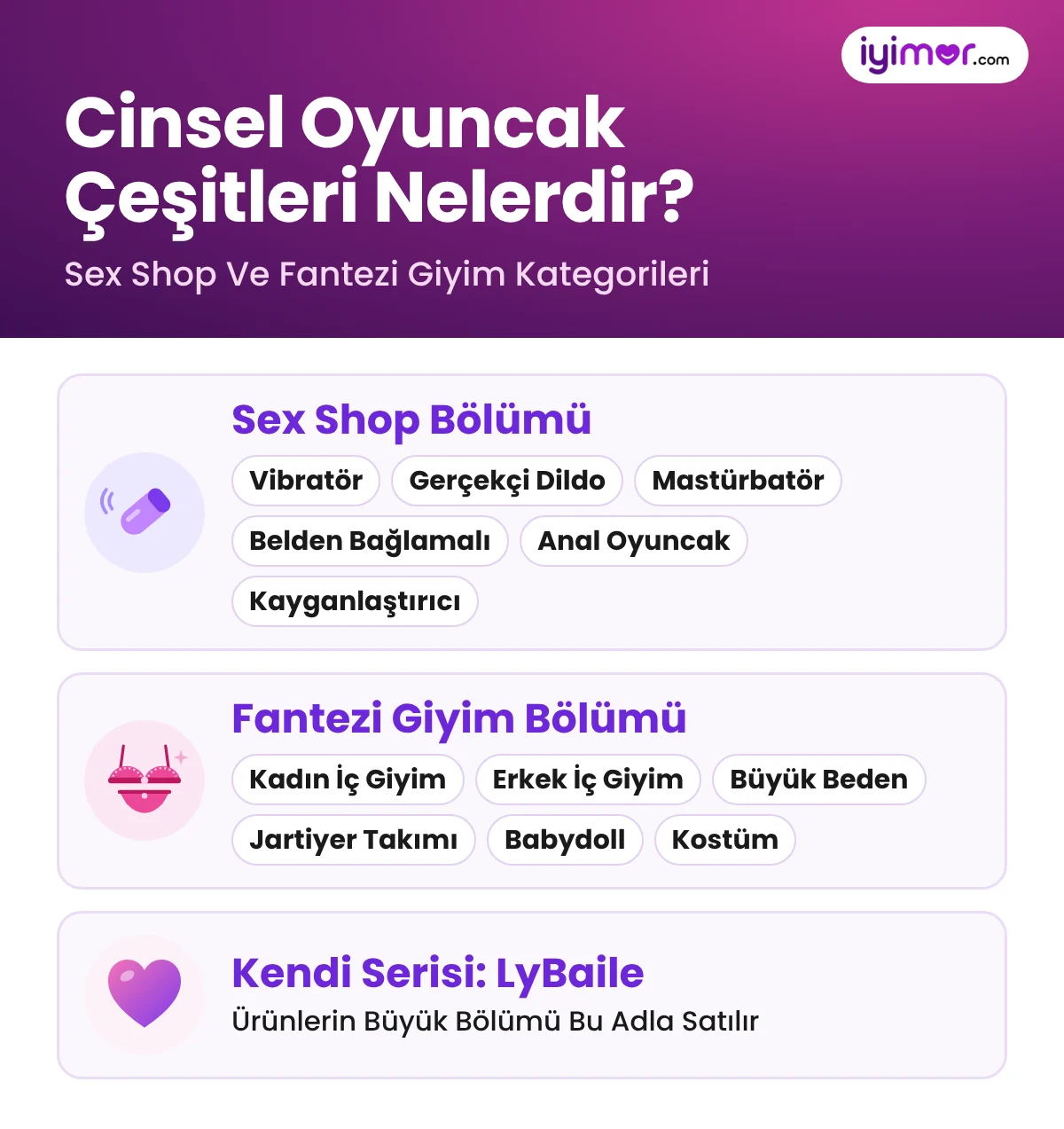 Cinsel Oyuncak Çeşitleri Nelerdir: Vibratör, Gerçekçi Dildo, Mastürbatör, Belden Bağlamalı, Anal Oyuncak, Kayganlaştırıcı