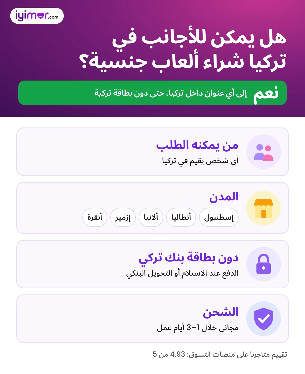 هل يمكن للأجانب في تركيا شراء ألعاب جنسية: نعم، توصيل إلى 81 ولاية والدفع عند الاستلام دون بطاقة تركية