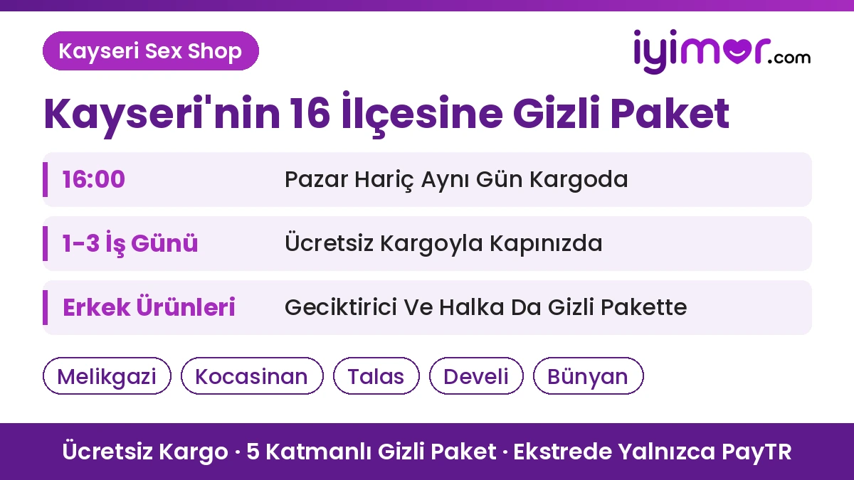 Sex Shop Teslimat: Kayseri Sex Shop, Geciktirici Ve Penis Halkası Dahil Erkek Ürünleri Kayseri'nin 16 İlçesine Gizli Paketle
