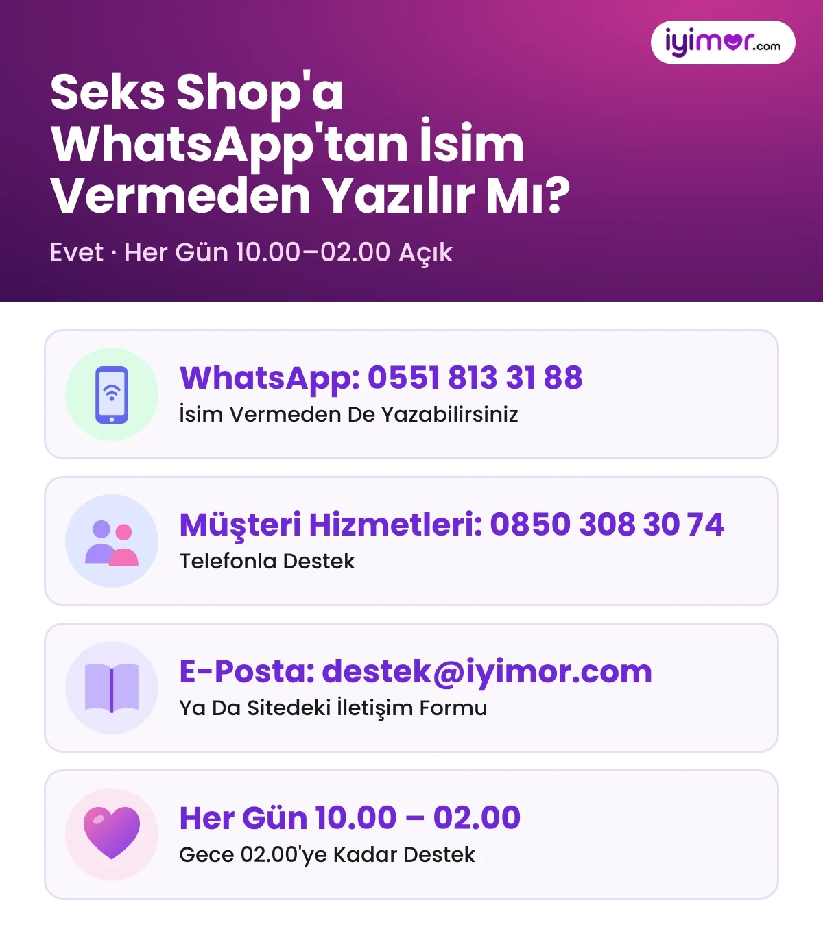 Sex Shop WhatsApp Sipariş: Seks Shop'a İsim Vermeden Yazılır Mı — Evet; Vibratör, Dildo Soruları İçin Hat Her Gün 10.00–02.00 Açık