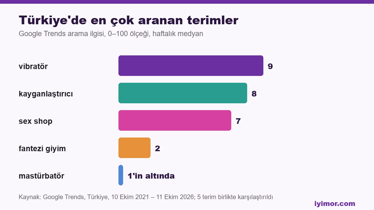 Yetişkin Ürünler Google Trends en çok aranan vibratör kayganlaştırıcı sex shop grafiği
